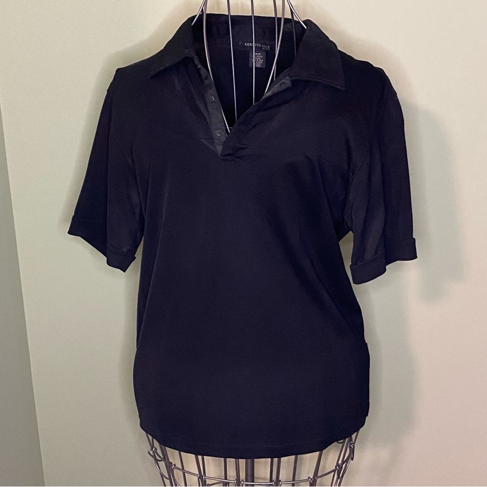 Men’s Black Kenneth Cole Snap Opening Polo